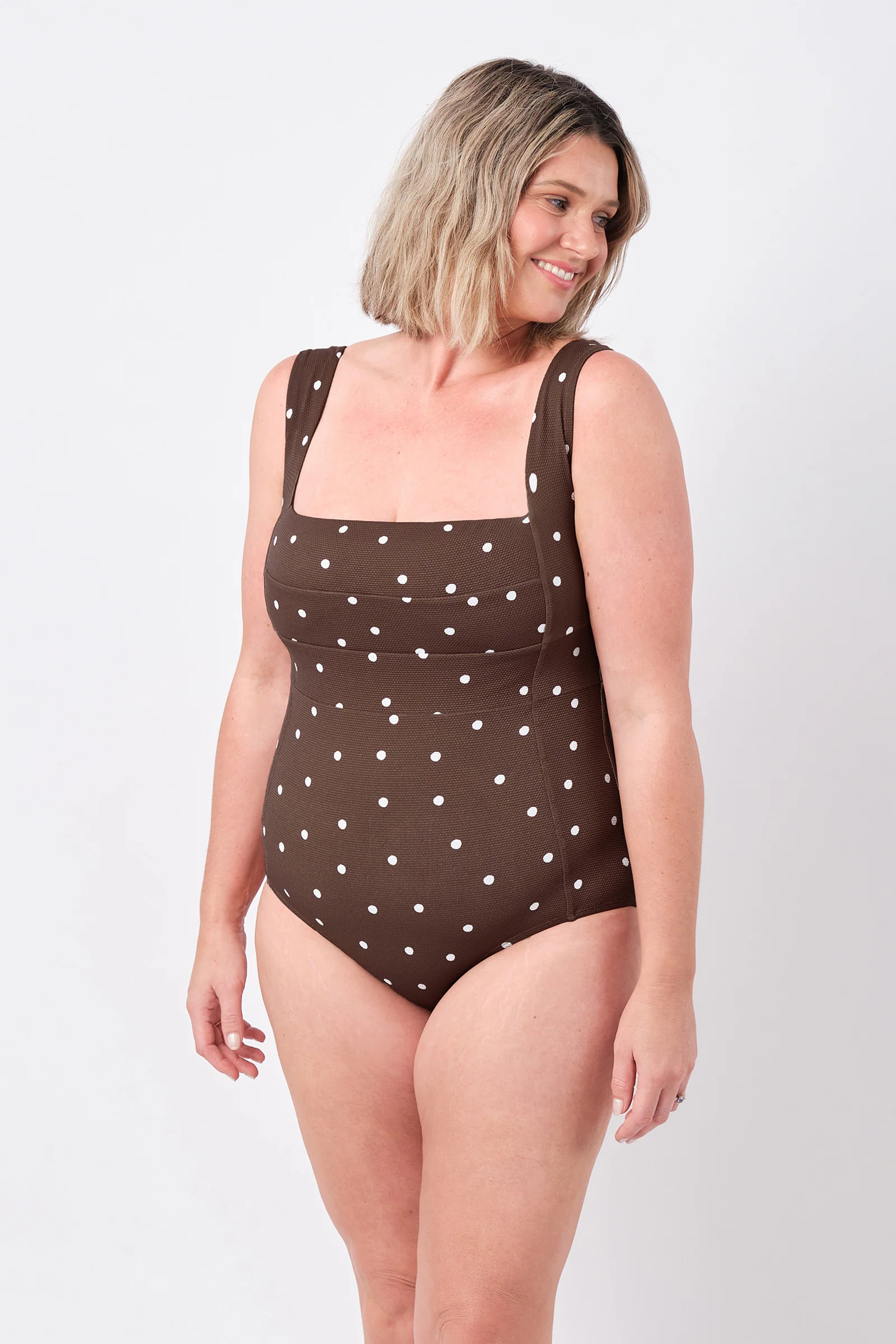 Classic Square Neck CHOCOLATE POLKA TEXTURE - Image 9