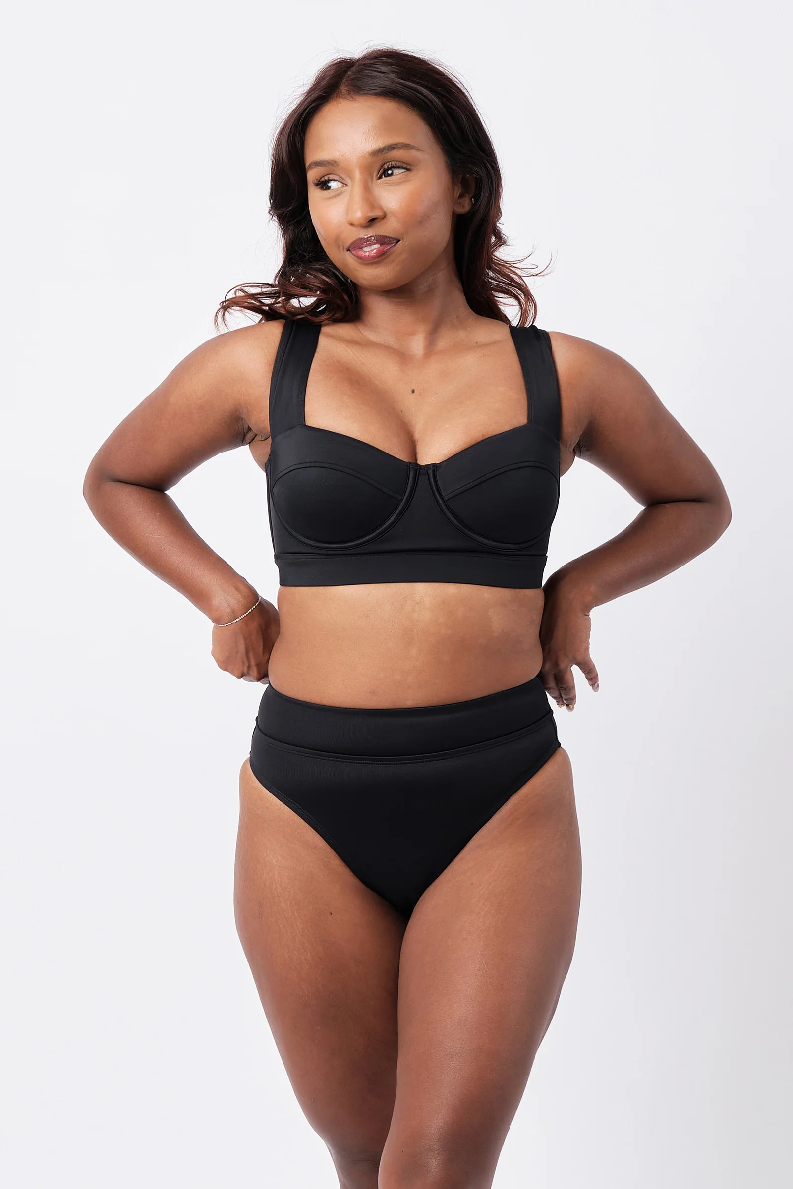 High-Cut High-Waisted Bikini Bottom BLACK - Image 11