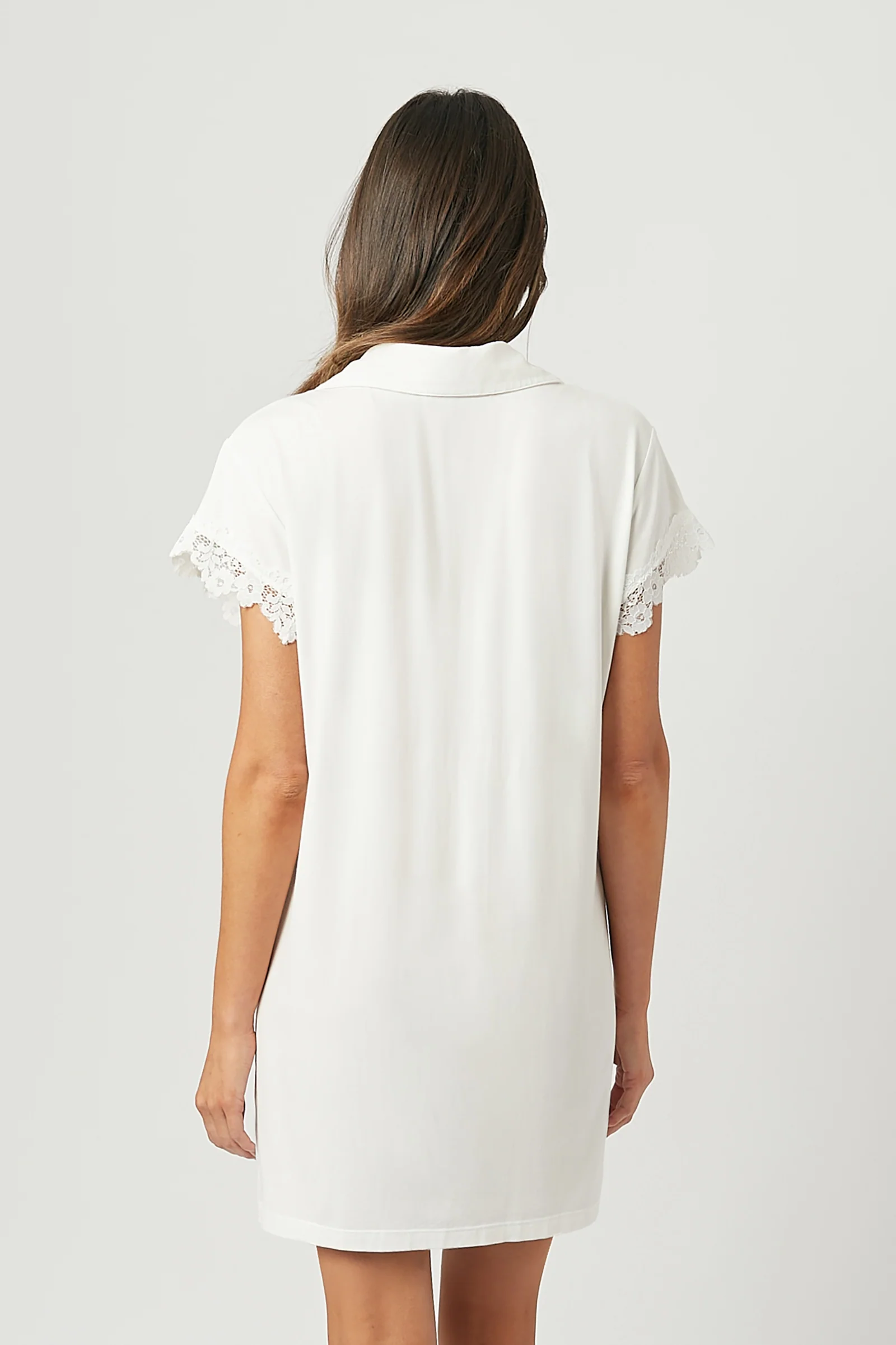 Lace Trim Sleep Shirt Nightie IVORY - Image 4